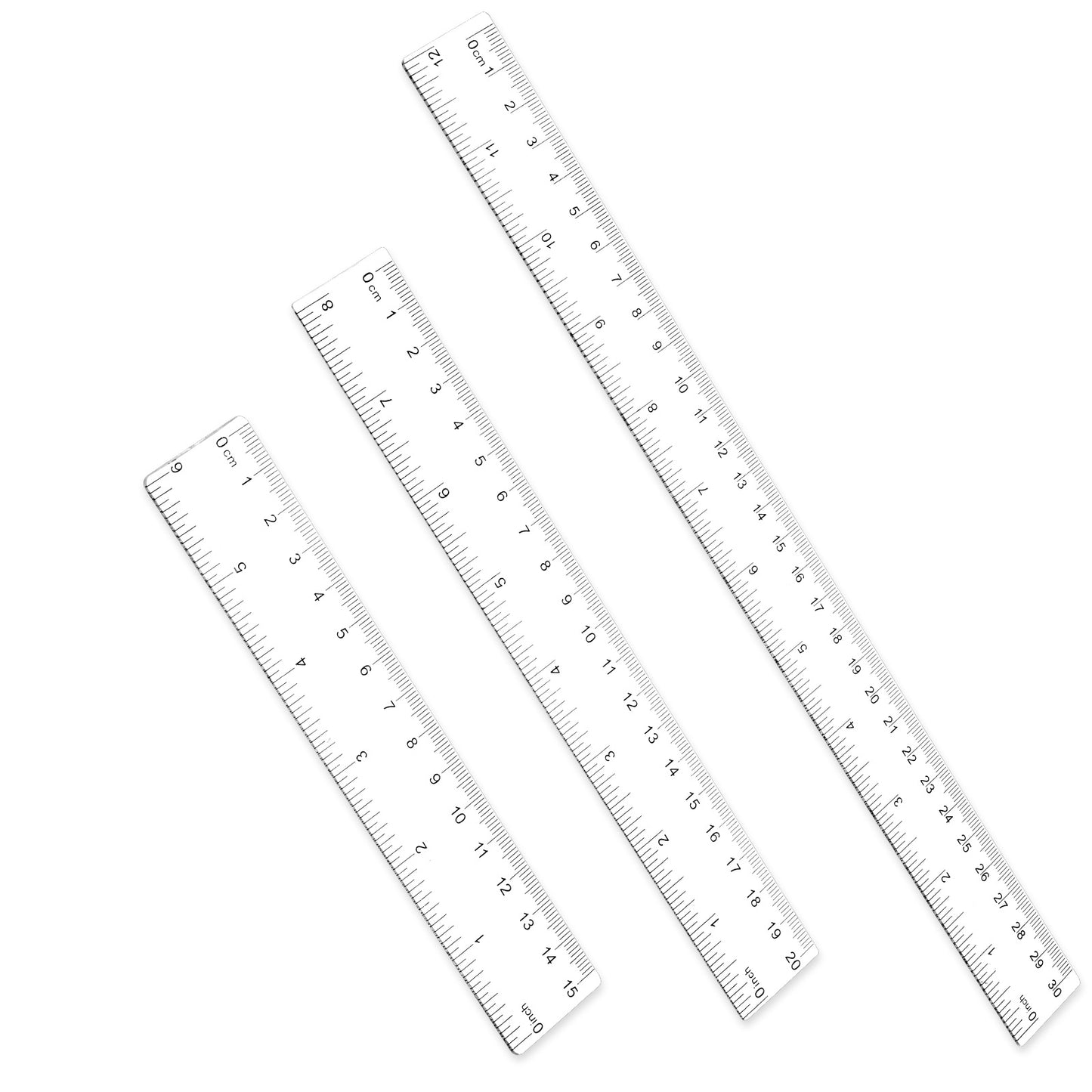 3 Pack 6/8/12 Inch Clear Ruler Plastic Straight Rulers Transparent Measuring Tools Plastic Ruler with Inches and Centimeters Drafting Tool for School Office Supply Classroom Home Students