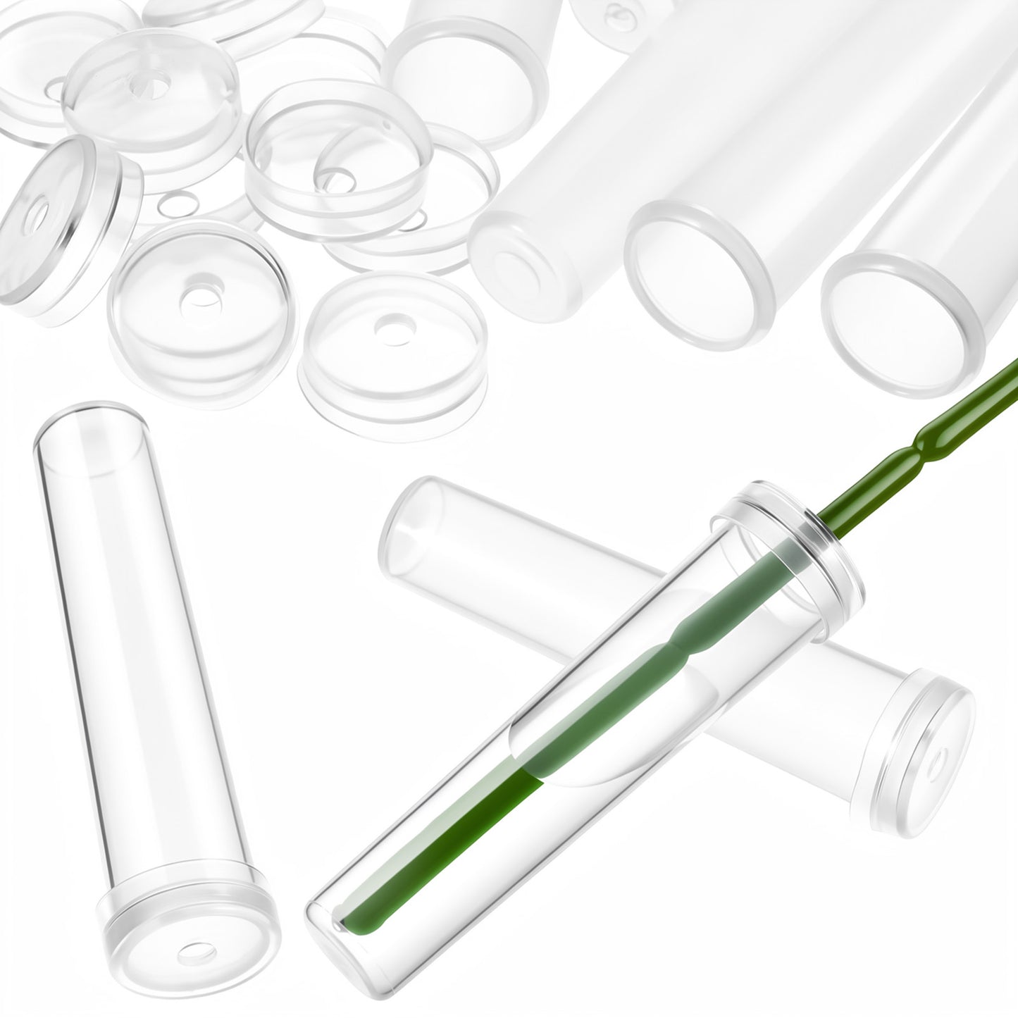 RAHHLIZS 30 Pack Flower Water Tubes 2.8" Floral Water Tubes with Caps Reusable Clear Plastic Flower Tube for Single Stem Roses Bouquet Plants, Florist Supplies