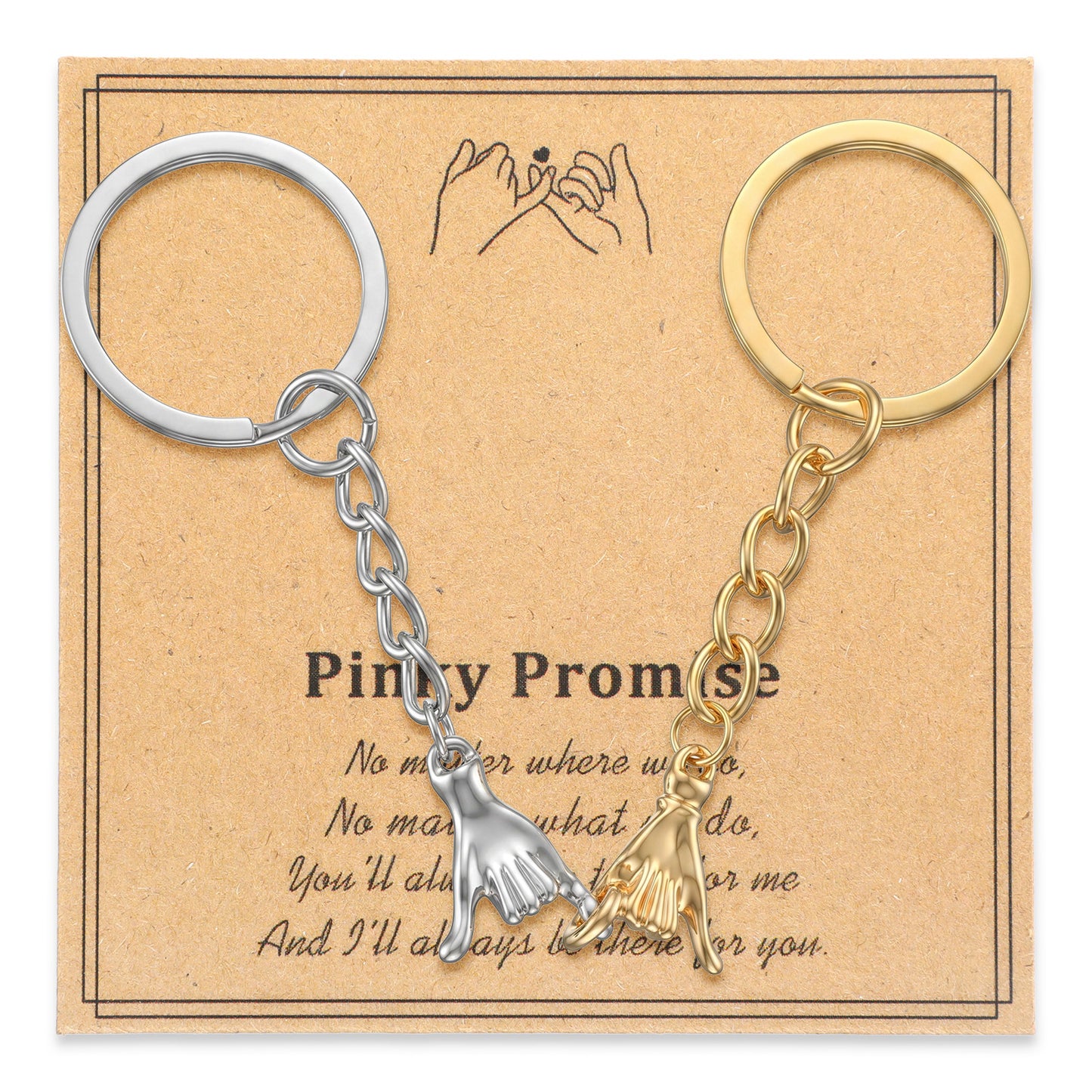 Ouligay 2pcs Pinky Promise Keyring Matching Couple Gift for Boyfriend Best