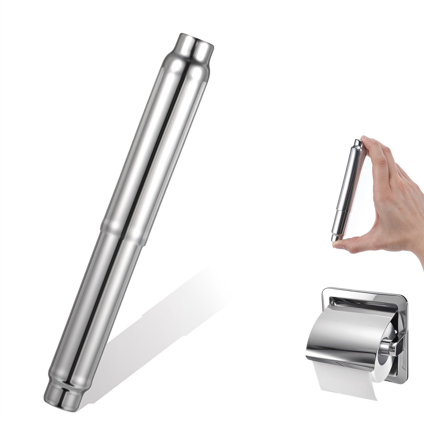 1Pcs Toilet Paper Holder Roller Replacement Rod, Stainless Steel Toilet Paper Roll Holder Spring Loaded, Spring Loaded Roller Replacement Rod, Universal