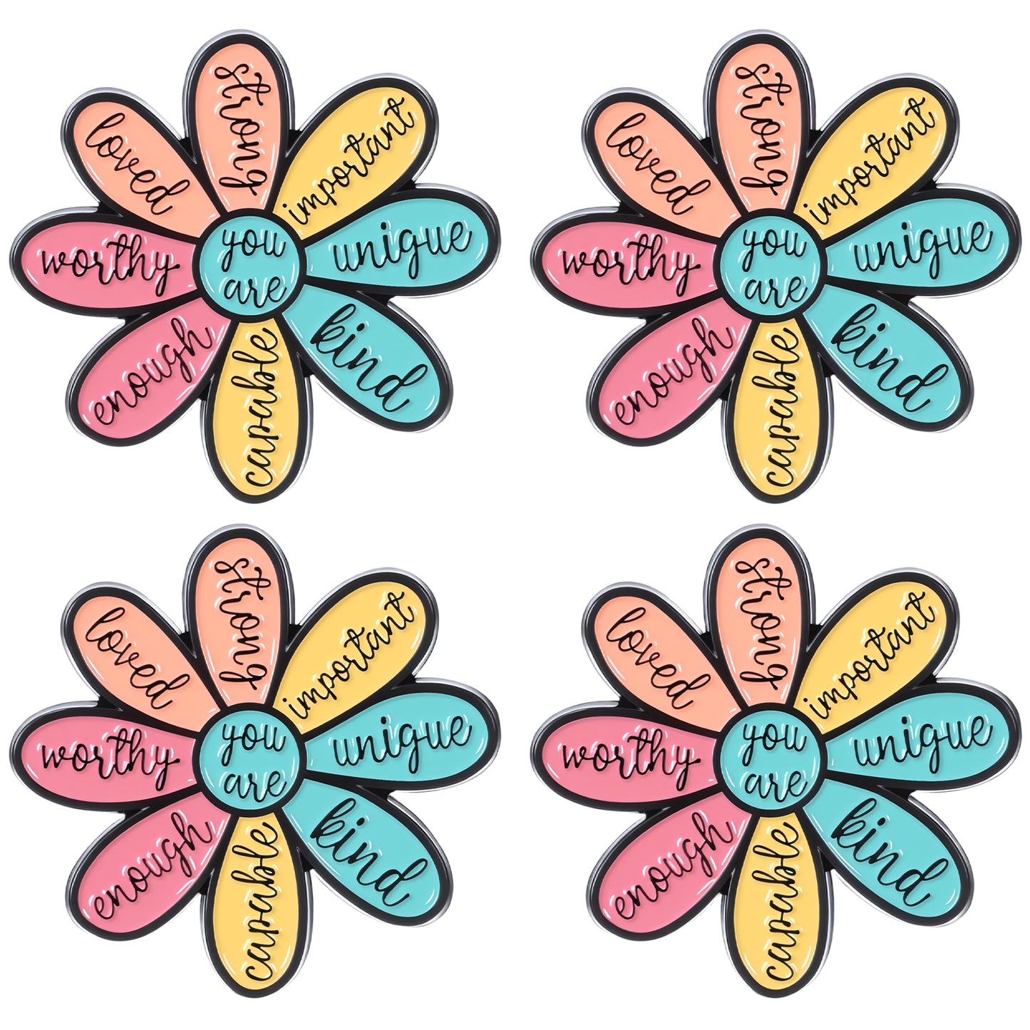 4Pcs Funny Pin Badges for Lanyards, Ymapinc Cute Enamel Pins for Adults, Nice List Badge Pins, Adorable Enamel Pin for Backpacks & Clothes, Motivational Affirmation Brooches, Teacher Gift