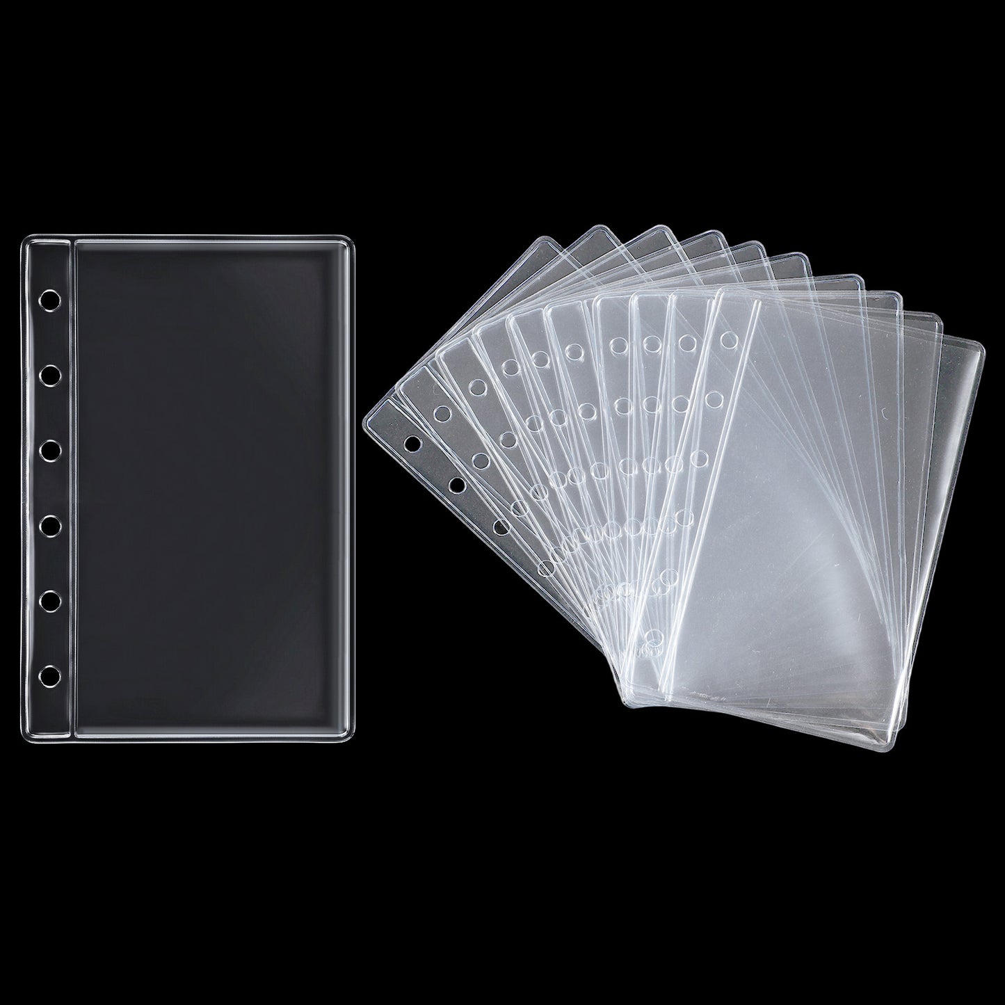 RAHHLIZS 15pcs A7 Binder Pockets Cash Budget Envelopes PVC Pouch Page Protectors A7 Clear Binder Pouches for Protectors Organize Photos Cards Bills