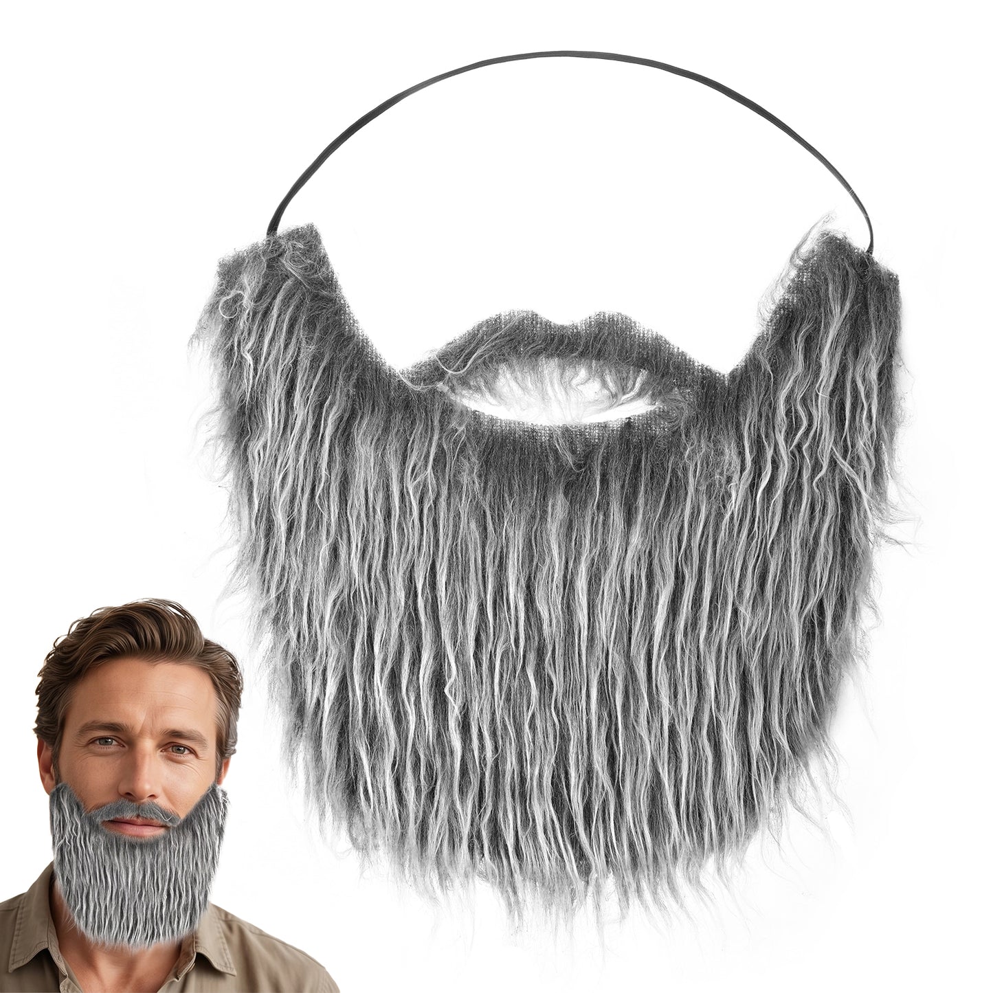 Tyqour Fake Beard and Mustache Realistic for Cosplay Halloween Party Outfit
