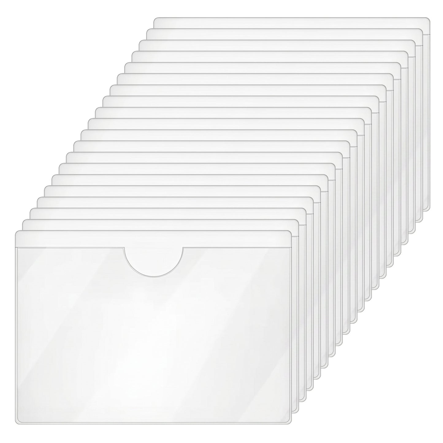 Sorcristy 20 Pack Clear Adhesive Index Card Pockets, Top Open Plastic Labels Holders Sleeves for Business Cards Library Cards Pockets Storage Bins 3.5 x 3 Inch