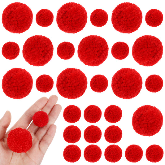 30 PCS Yarn Pom Poms Red Pompoms for Crafts Red Puff Balls Bulk Pom Poms Christmas Puff Balls Fuzzy Balls for Crafts Yarn Pom Poms Set Pompom Balls for Christmas Crafts Party Decor Costume DIY