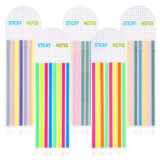 Tyqour 800 Pcs 6 Sheet Sticky Long Tabs, Translucent Sticky Notes, Page Book Tabs for Annotating Books Transparent Highlighter Strips Index Flags Markers for Aesthetic Office School Study Supplies