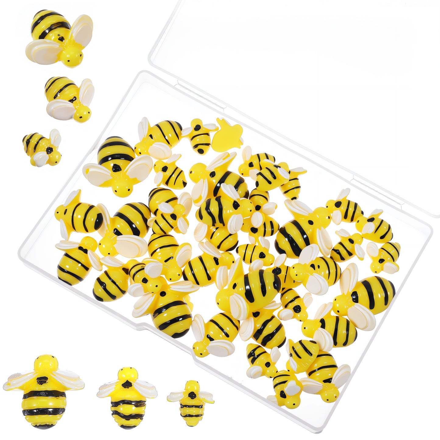 Matwsec 36 PCS Mini Bees Resin Bees for Crafts DIY Dollhouse Miniatures Micro Landscaping Home Decorations Bee Themed Party Supplies