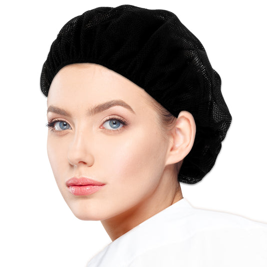 Ymapinc 6pcs Black Elastic Chef Hats for Women, Hairnets for Foodservice, Reusable Hair Net Cover for Food Service Workers Unisex Adjustable Breathable Cooking Chef Caps Kitchen