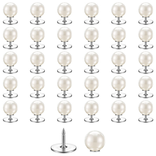 30 Sets Ymapinc No Sew Pearl Buttons, Removable Pearl Brooch Pins Modesty Pins Reusable Multipurpose Button Pin for Shirts Dresses Sweaters Suspenders Bustle Clips for Wedding Dress Train