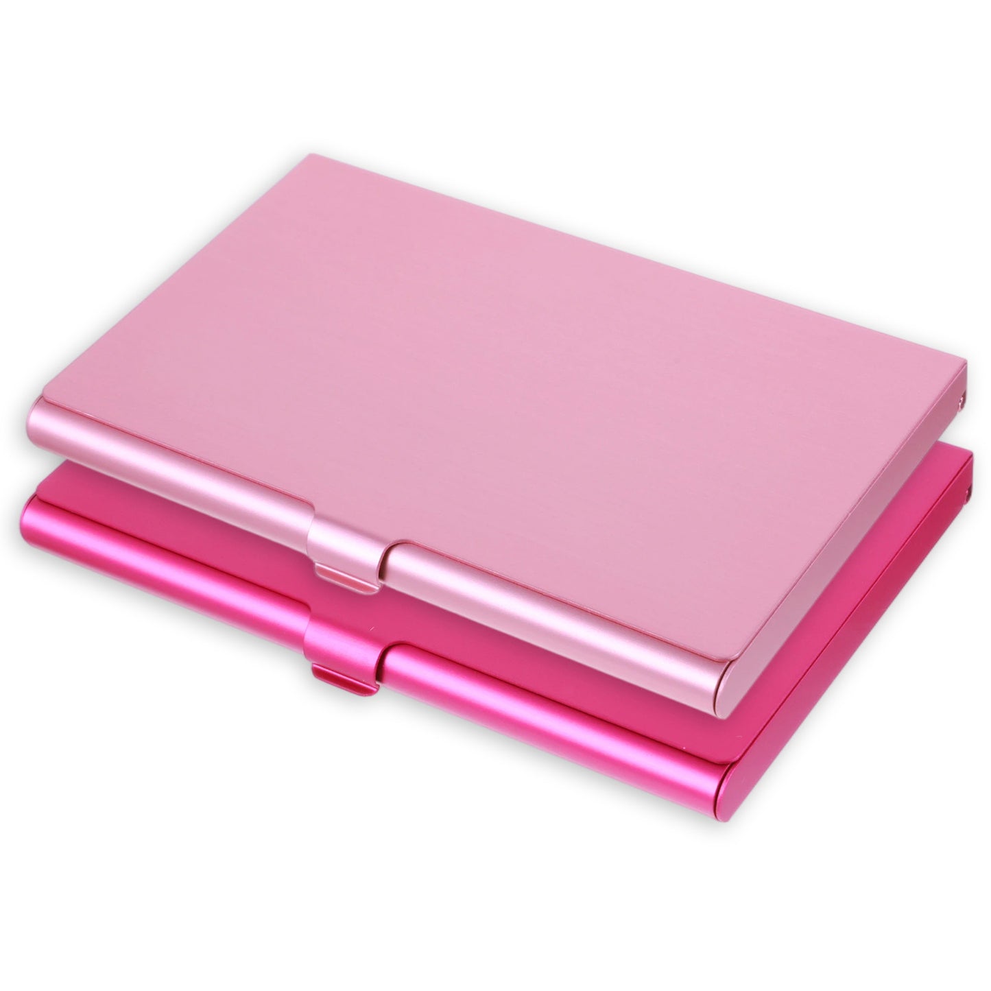 Mabor 2Pcs Aluminum Business Card Holder Case Slim Metal Wallet, Flip Cover Portable Pocket Purse Accessory for Women, Pink Rose Red