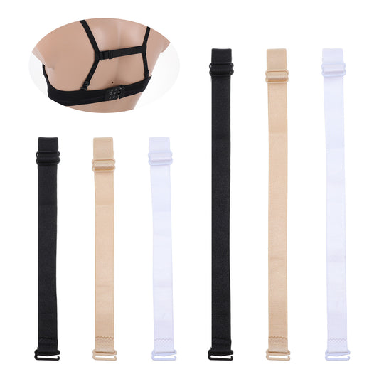 Tyqour 6 Pcs Bra Strap Holders for Slipping Women's Non-Slip Bra Strap Clips Elastic Adjustable Extendable Bras Band for Racerback Conceal Straps (Black, White, Skin Color)