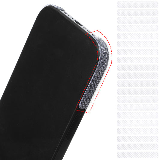 20pcs Phone Grip Tape Rubber Non Slip Side Sticker Adhesive Grippy Bumper Frame Stickers, Finger Grip Stickers Decal Waterproof Pre-Cut Non Slip Kit for Cell Phone Cases, Handles, Tools (Clear)