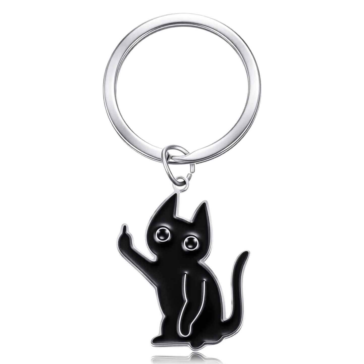 Mabor Cat Keychain – Cute Black Keychains for Women Men, Stainless Steel Funny Cat Keyring, Gift for Cat Lovers Friendship Accessories