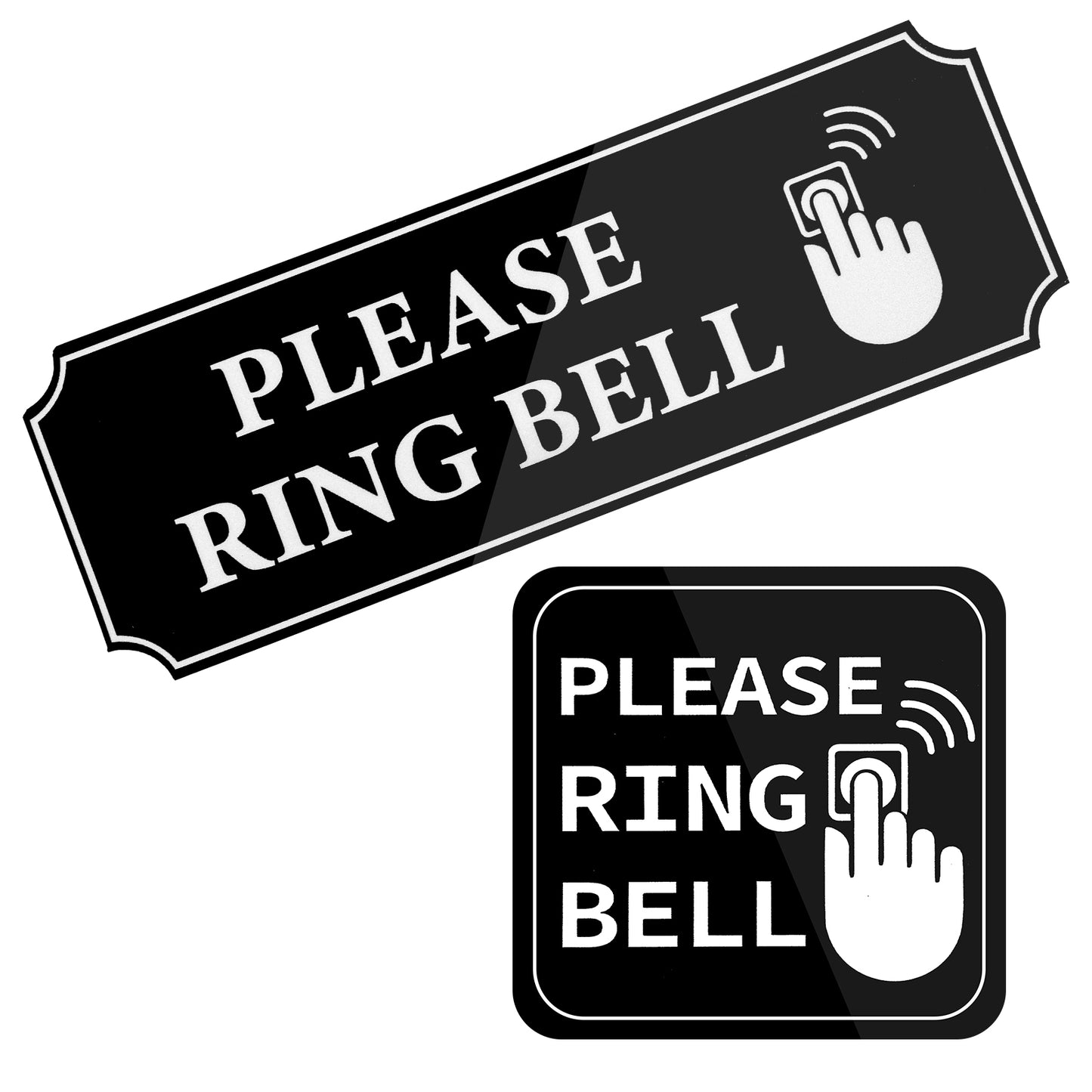 Mabor 2Pcs Please Ring Bell Sign Sticker, Large Black Self-Adhesive Waterproof Ring Bell Sign for Home Business Offices Doorbell