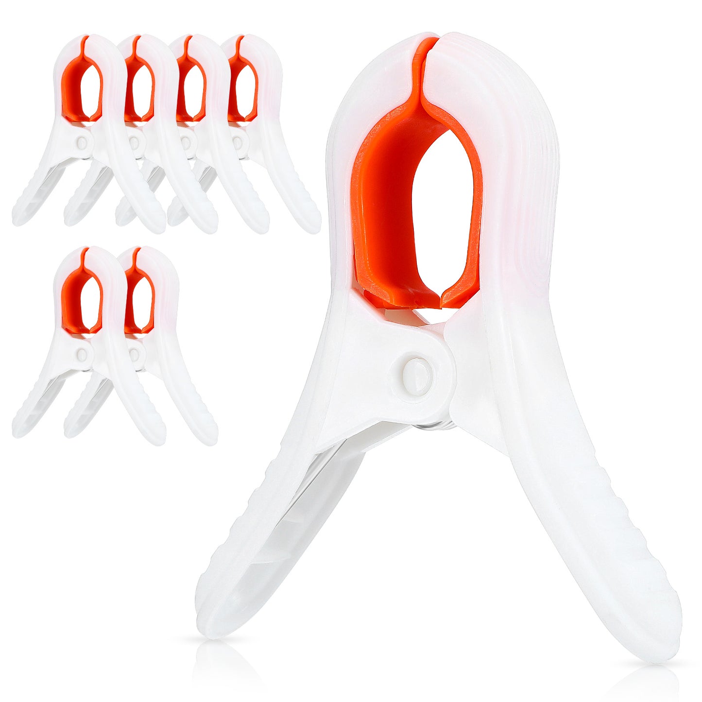 Tyqour 6 Pack Beach Towel Clips For Beach Chairs, 3.8 Inch Plastic Clothes Clips, Heavy Duty Beach Chair Clips For Towels, Outdoor Laundry Clips Keep Your Towel From Blowing Away(White)