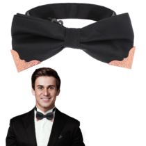 Black Bow Ties for Men Women Metal Gold Bowtie, Pre Tied Mens Bow Tie Adjustable Tuxedo Bowties for Prom Wedding Party