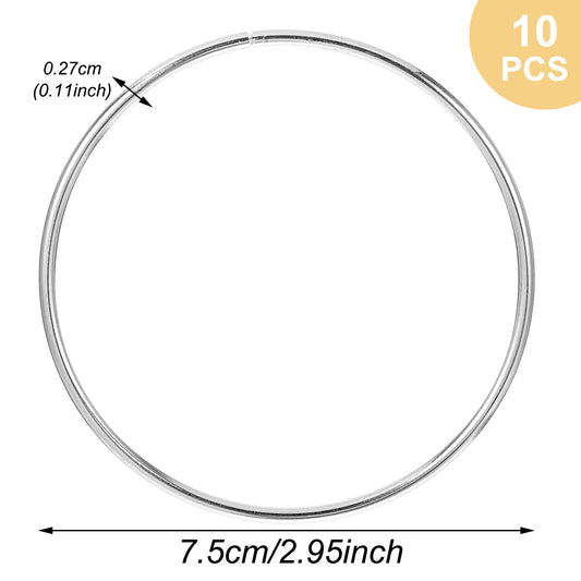 Teaaha 10 PCS 7.5cm Metal Rings for Craft Gold Hoops Floral Macrame Hoops Rings for Making Wedding Wreath Decor, Dream Catcher and DIY Centerpiece Wall Hanging Craft (Silver)