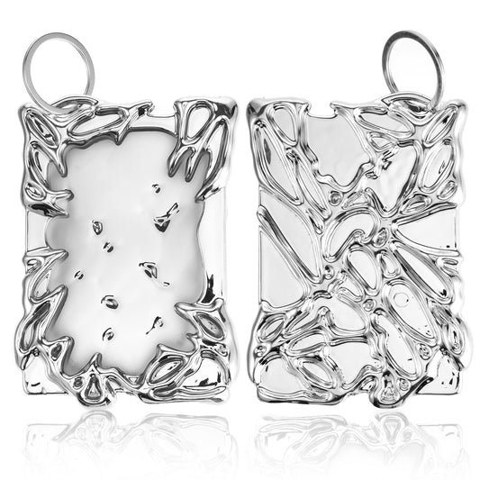 1 PCS Photocard Holder Electroplate Irregular Id Card Holder Silver Keychain Irregular Id Badge Holders Y2k Photo Display Holders Photocard Keychains for Card Case Stationery Office Supplies