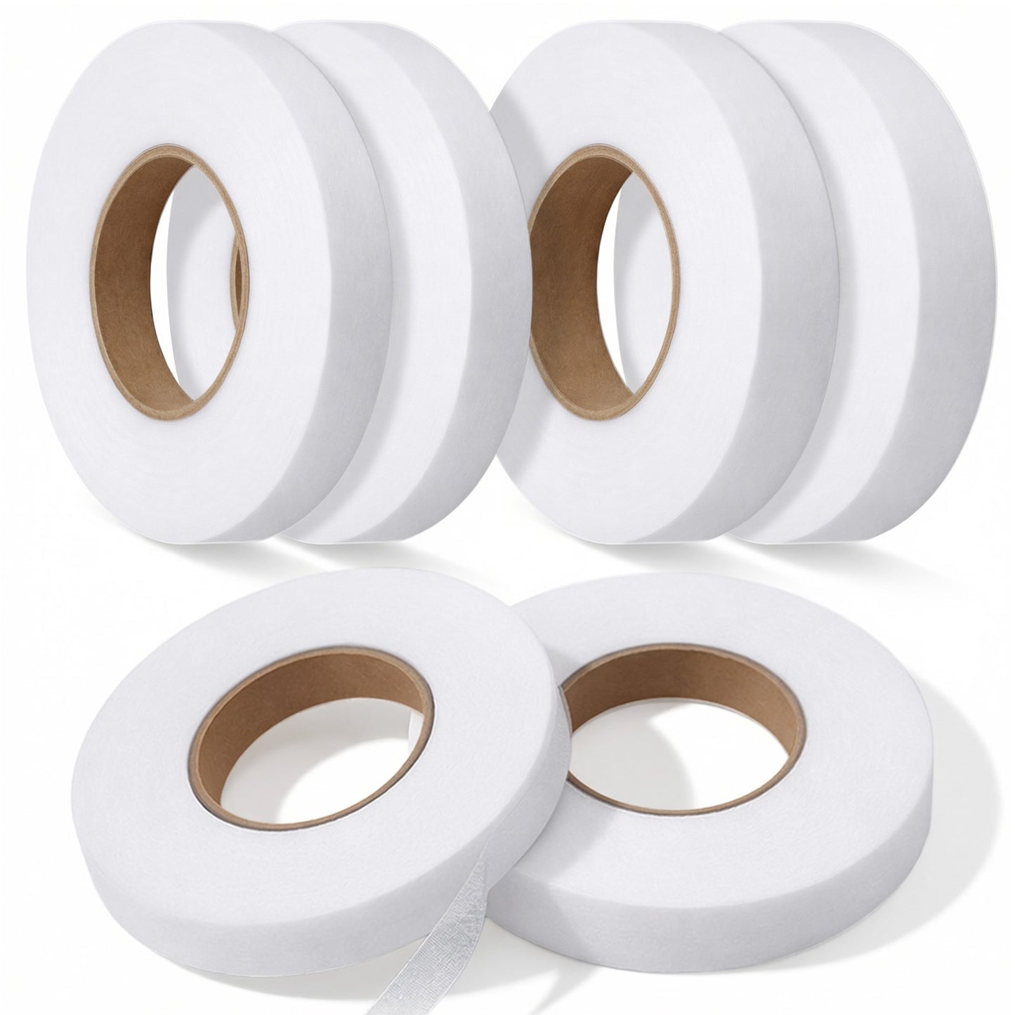Tyqour 4 Rolls Iron On Hemming Tape No Sew Hemming Tape, Fabric Tape for Hemming, 1.2cm & 1.5cm x 70 Yards Each, White, Stitch Witchery for Curtains, Clothes, DIY Crafts