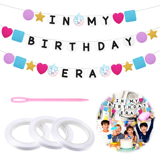 Tyqour In My Birthday Era Banner 3 Line Girls Birthday Decorations Party Banner Birthday Door Decoration for Girls Birthday Fans Celebration Party Supplies