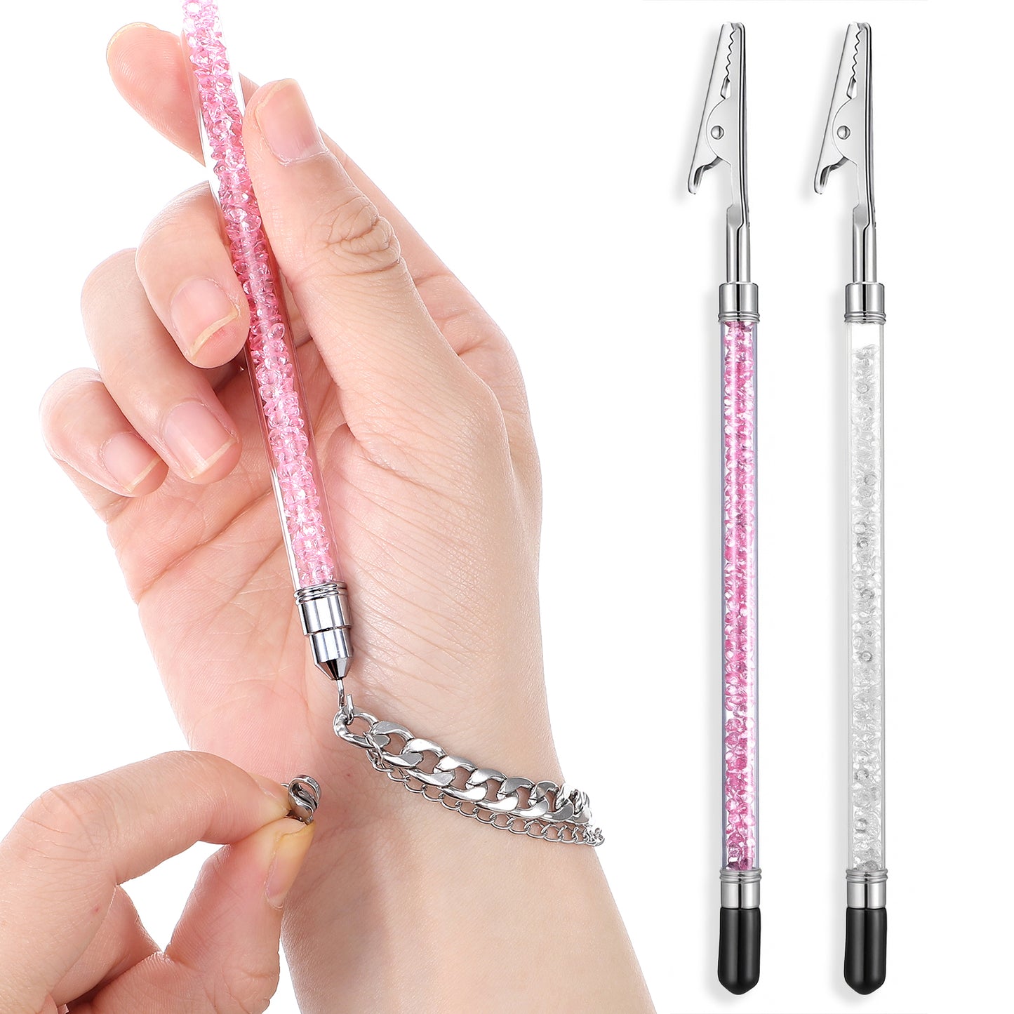 Ouligay 2PCS 2 in 1 Bracelet Helper Tool with Non-Slip Tips Bracelet Assistance Tool Quick Release Fastening Jewelry Clasp Helpers,Bracelet Assist Tool with Hook for Jewelry, Necklace