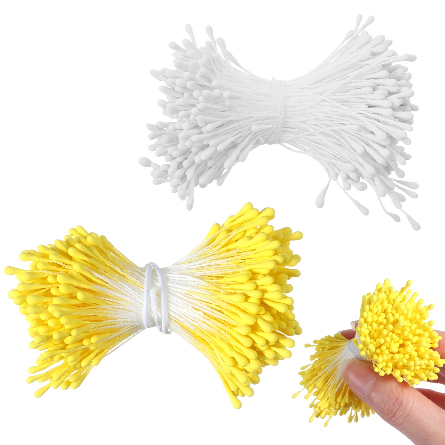 Matwsec 700PCS 2mm Flower Stamens for Crafts Stamens for Flowers Making Yellow and White Double Heads Flower Stamen for Artificial Flowers Christmas Card Wedding Scrapbook Decoration