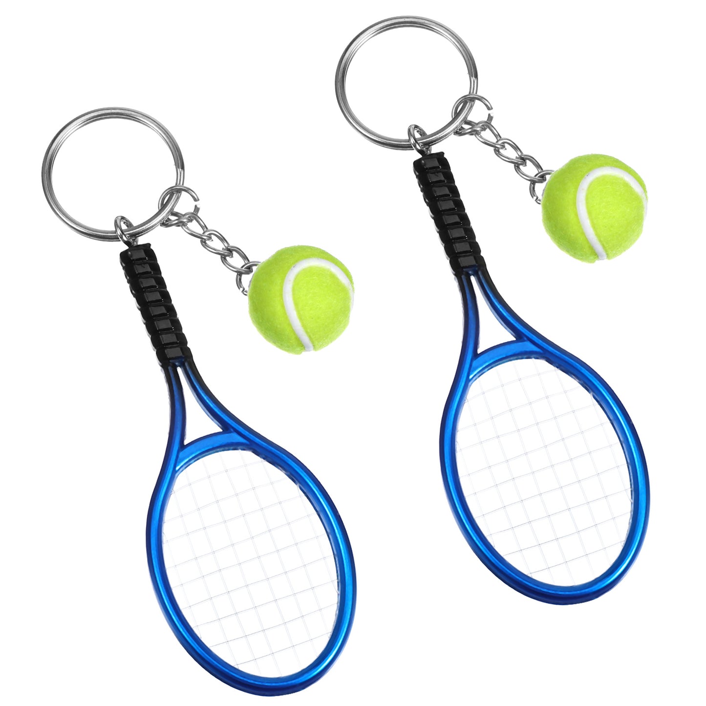 2 PCS Tennis Keychain Mini Metal Ornament Cute Tennis Racket Ball Keychain Gifts for Women Men