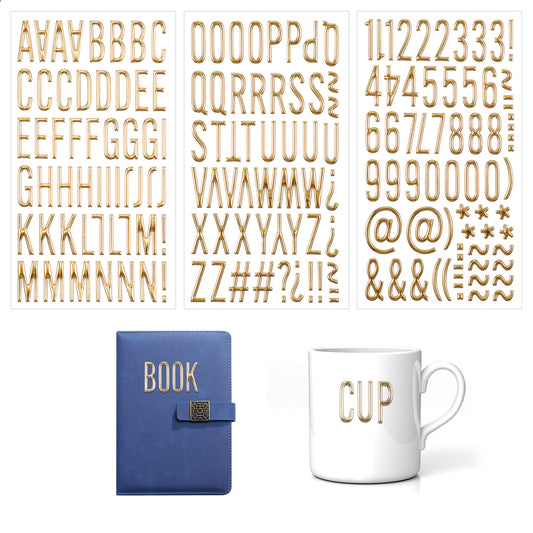 170Pcs Gold Puffy Letter and Number Stickers 1 Inch Self-Adhesive Gold Alphabet Stickers A to Z, Number Stickers 1 to 9, Glitter 3D Alphabet Stickers for Scrapbooking Mailbox DIY Crafts Decoration