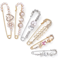 Ouligay 6 Pieces Women Brooch Pins Sweater Shawl Clips Retro Pearl Brooch Safety Pins for Clothes Crystal Dress Shirt Clip for Back Cinch and Waist for Women Girl Clothing Costume Accessory