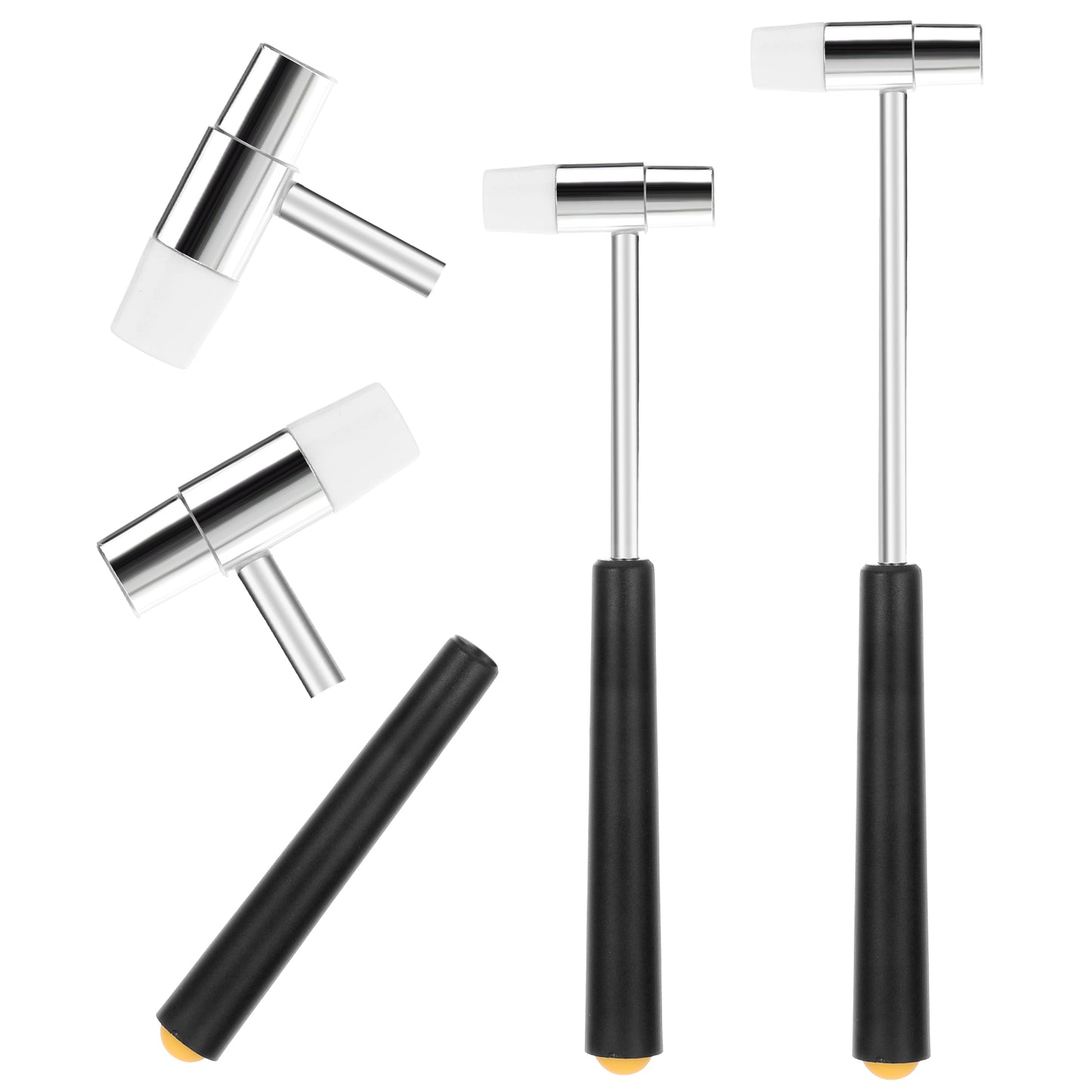 Mabor 2Pcs Dual Head Small Hammer, Lightweight Mini Hammer, Plastic & Metal Head Mallet Mini Jewelry Hammers for Crafts Watches Tuning Musical Instruments Supplies, Black