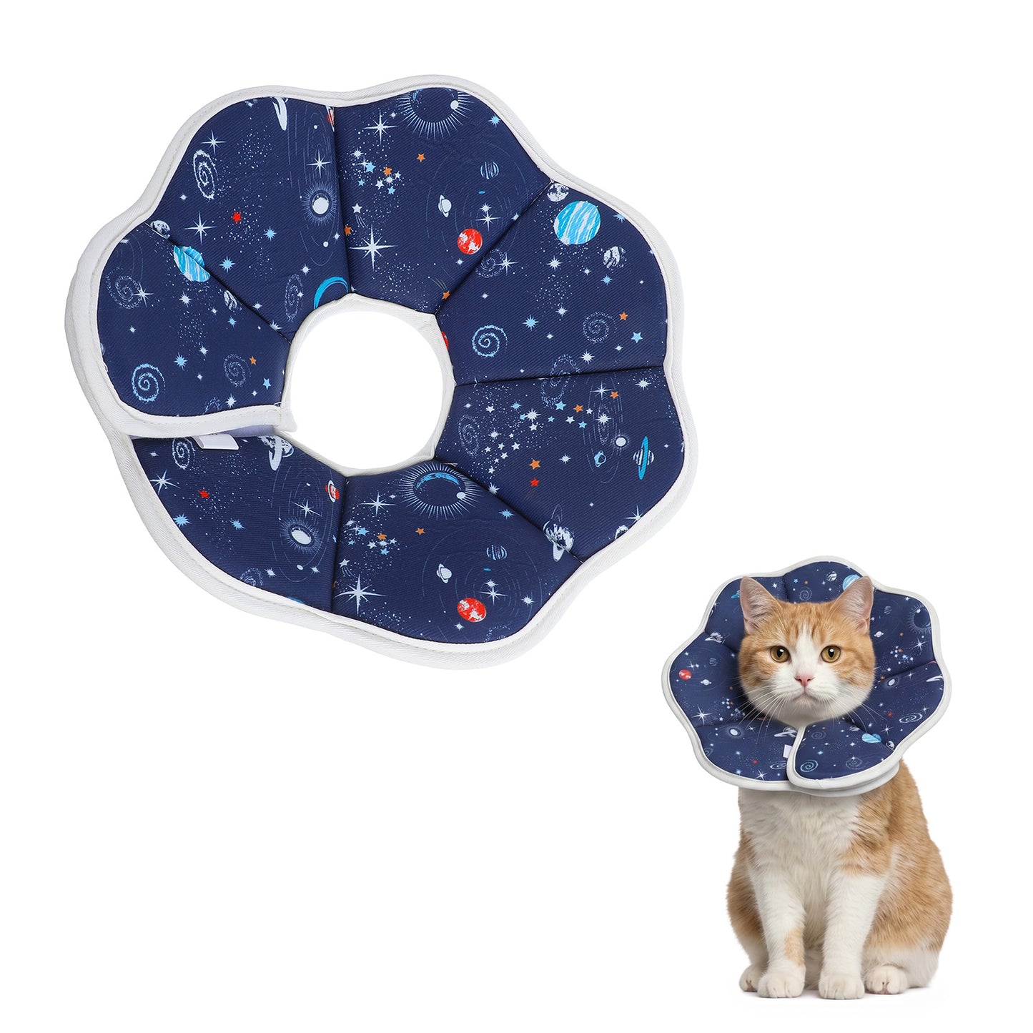 Soft Cat Cone Collar for Recovery, Adjustable Lightweight Elizabethan Collar to Stop Licking After Surgery for Cats, Kittens, Small Dogs (Blue) - Planet Design, Soft Adjustable