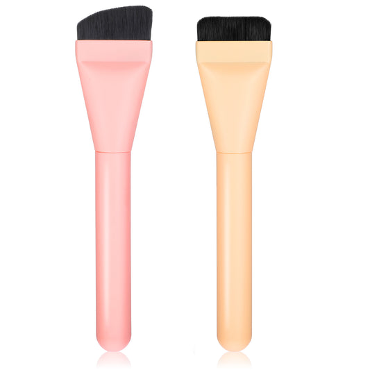 Tyqour 2Pcs Flat Foundation Brush for Liquid Makeup Ultra Thin Foundation Brushes Face Mask Brush Makeup Spatula Facial Brush for Blending, Cream, Thin Foundation Brush Makeup Tool(Pink,Yellow)