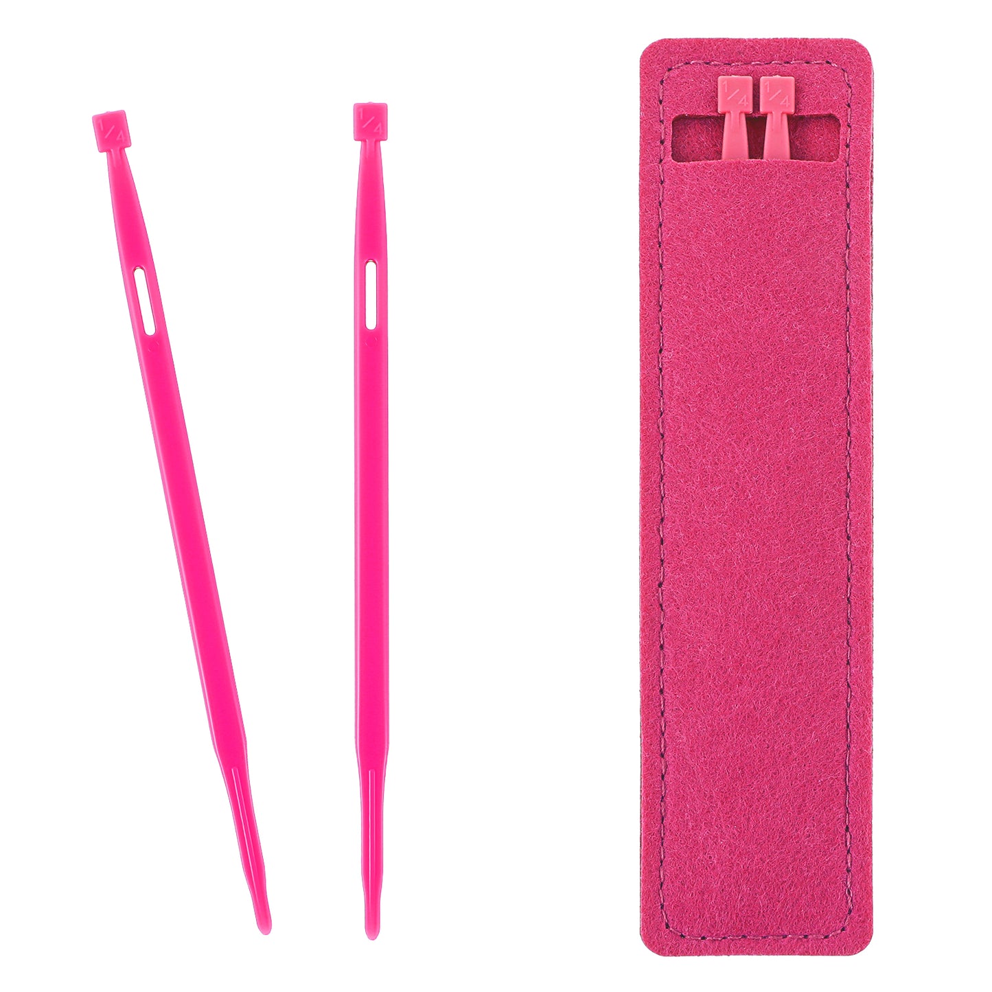 Ymapinc 2Pcs Thing Sewing Stiletto Tool - Quilting Tools and Point Turner Sewing Tool Accessories for Sew on Craft Projects (2 Plastic Threaders with Wool Felt Bag)