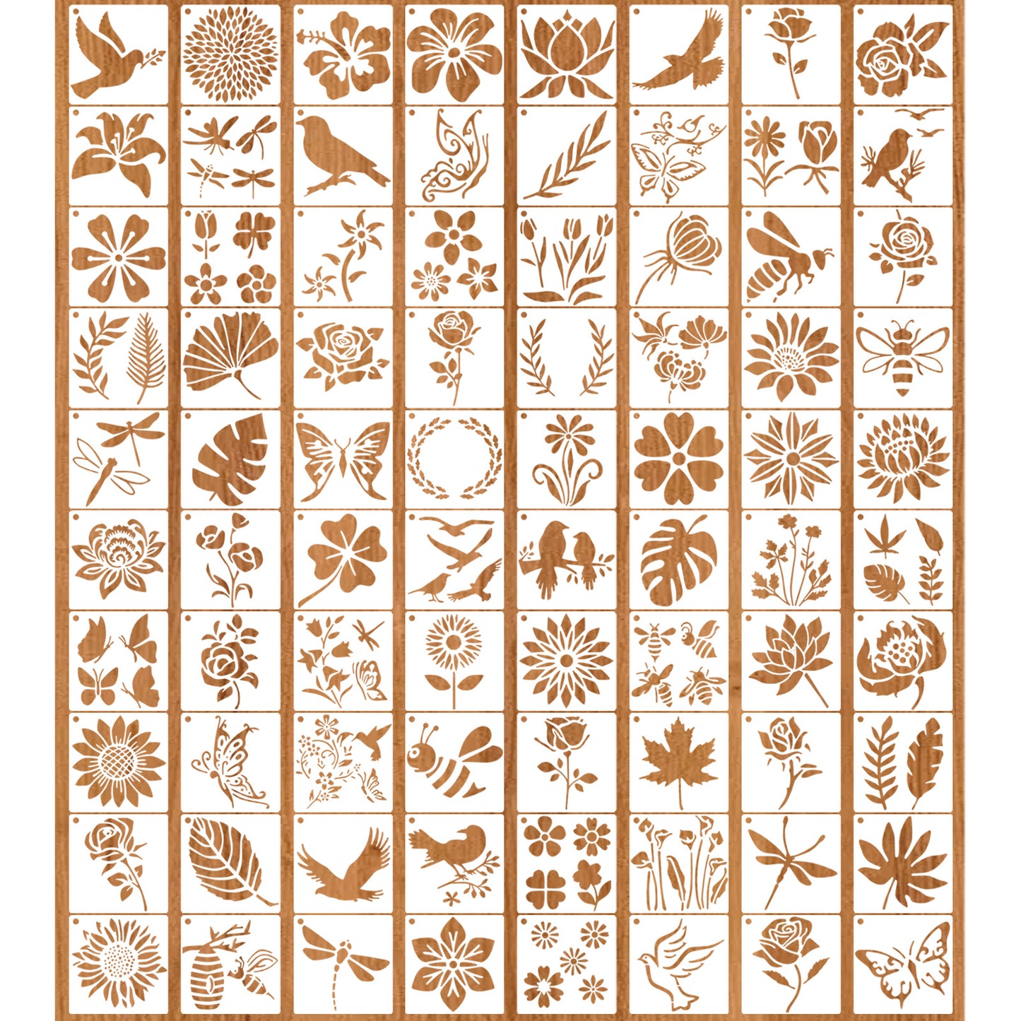Matwsec 80 Pcs Flower Stencils for Painting 3 Inch Small Stencils for Crafts Reusable Floral Stencils for Walls DIY Scrapbook Wood Fabric Rock Chalkboard Sign Home Decor (Flower, Plants, Animal)
