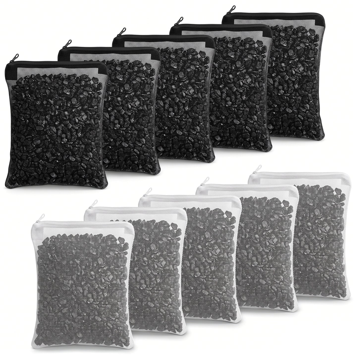 Ouligay 10 Pcs Aquarium Mesh Bag, Aquarium Media Bag, 7.8" X 5.9"Small Mesh Bags with Plastic Zipper Aquarium, Reusable Filter Media Bag for Activated Carbon, Bio Filter Balls, Filter Stones