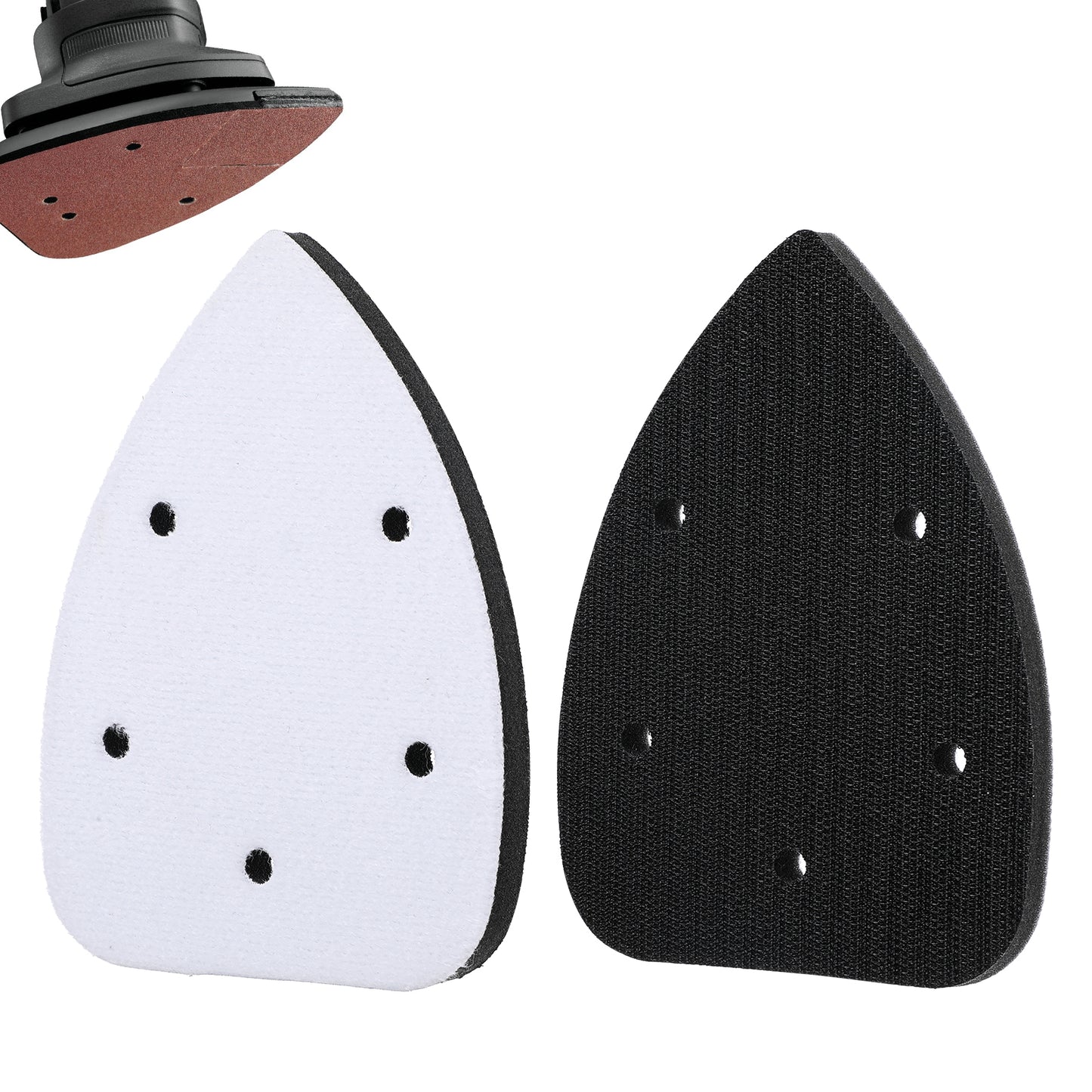 2 PCS Mouse Sander Pads Foam Sanding Pads with 5 Holes Triangle Sanding Interface Pad Foam Interface Mouse Sander Sandpaper Backing Pad for Flexibility Balancing Sand Pressure
