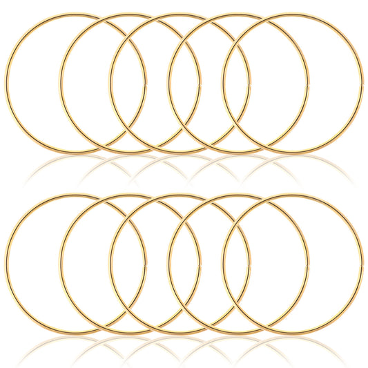 10PCS Macrame Hoops Ring for Dream Catchers, Gold/Silver Macrame Supplies, 2.95 in Dream Catchers Kit, Wreath Hoop Rings for Home Decorations DIY Crafts and Wall Hanging Crafts(Gold)