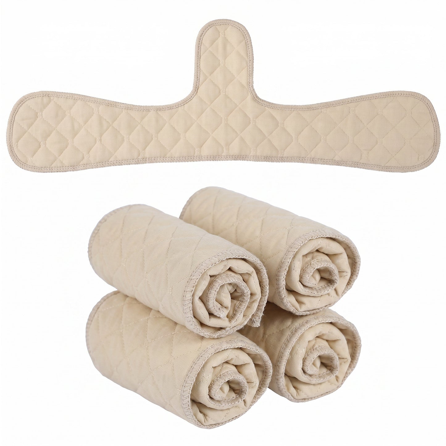 Ymapinc 4Pcs 3-Layer Reusable Breast Pads, Washable Under Bra Sweat Pads/Liners for Women, Cotton Liners for Sweat, Bra Pads Inserts(Khaki)