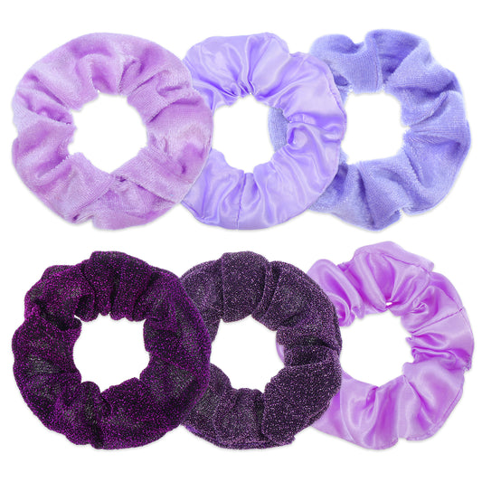 Tyqour 6Pcs Purple Scrunchies for Women Soft Hair Scrunchies Elastics Hair Ties Band Ponytail Holder Hair Accessories for Women Valentine's Day Scrunchies Gifts