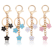 Shimmeroo 4Pcs Flower Keychain-Cute Purse Charms for Women Charm Keychain for Handbags Backpack Wallet Purse Bag keyrngs Accessories（Pink, Black, White, Blue