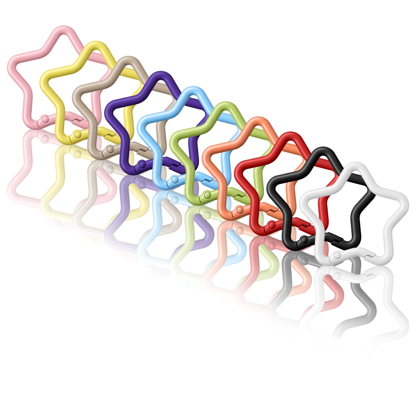Nogeqi 10PCS Star Carabiner Clip, Cute Keychain Carabiner, Star Shaped Spring Snap Hooks Buckle for Outdoor Camping Hiking Traveling Accessories (10 Colors)