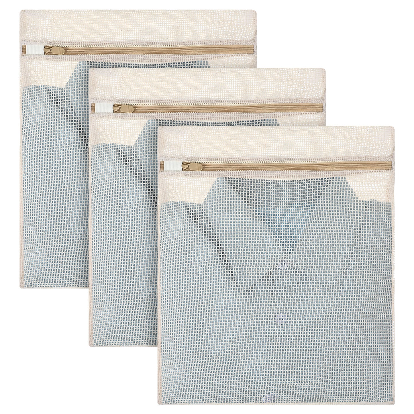 Nogeqi 3 Pcs Laundry Wash Bag, Cotton Mesh Bags for Laundry,40x30cm Delicates Laundry Bag, Durable mesh laundry bags,Laundry Bag with Zipperfor Underwear,Socks