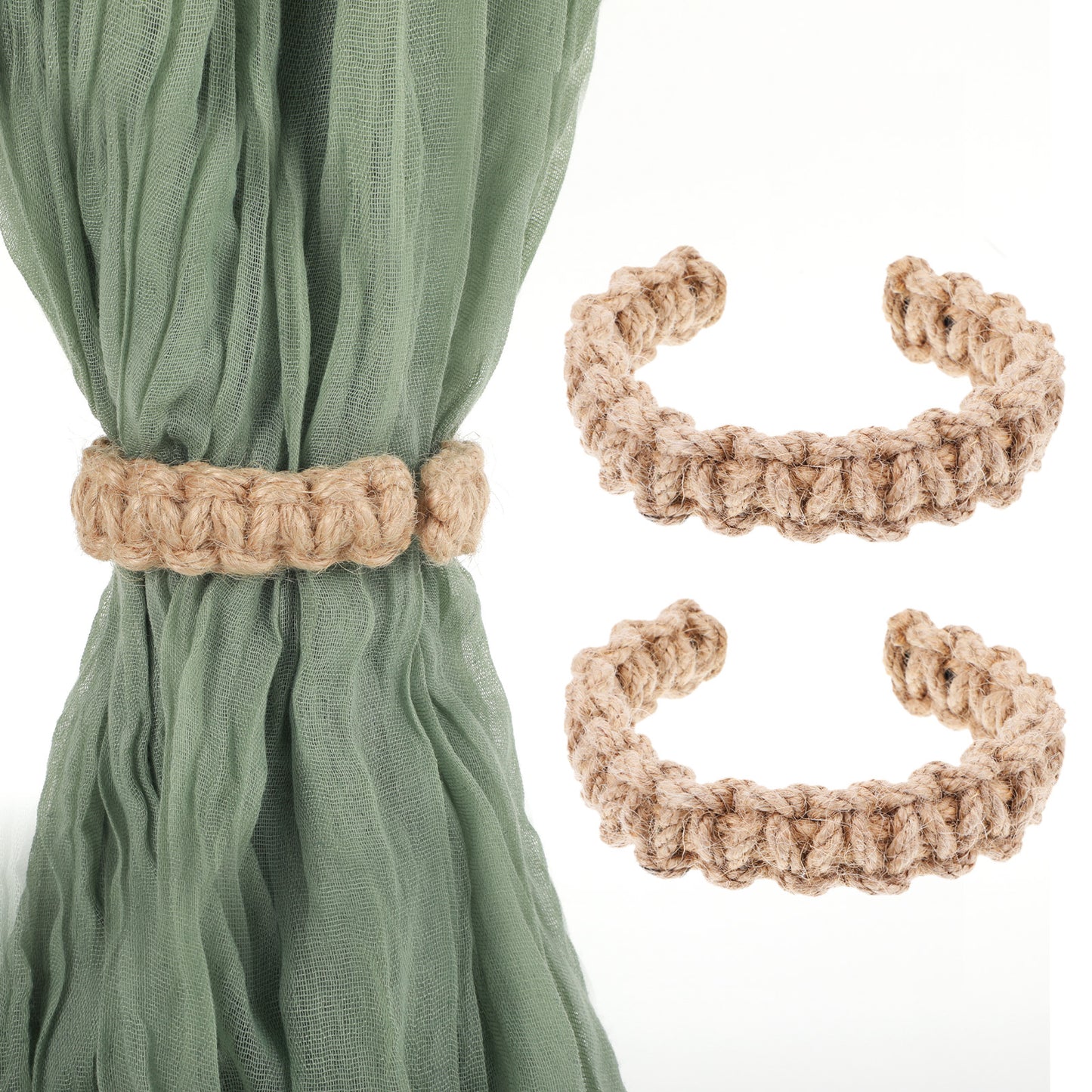 Mabor 2Pcs Boho Curtain Ties Rope Tiebacks for Curtains Tie Backs for Home Outdoor Heavy Wind Decorative