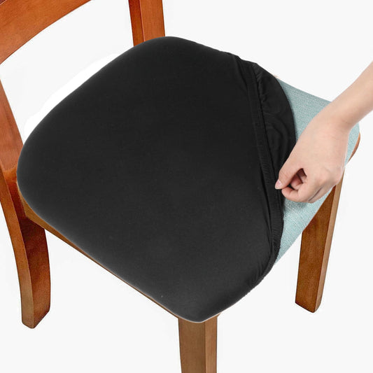 2Pcs Velvet Chair Covers, Velvet Seat Covers for Dining Chairs, Stretch Fit Washable Chair Cushion Protectors Set, Soft Removable Kitchen Slipcovers with Elastic Ties for Dining Chairs, Black