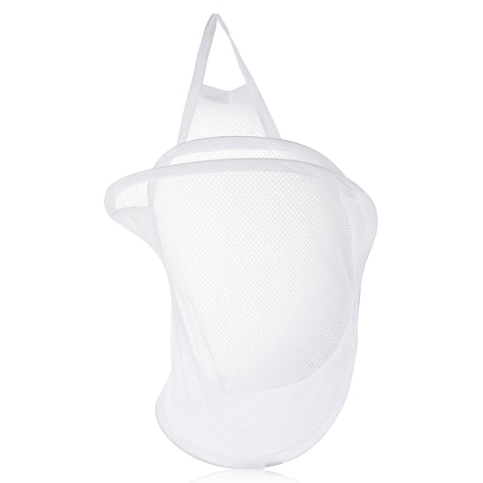 Ymapinc Hanging Folding Laundry Mesh Hamper, Door Hanging or Wall Mounted, Mini Laundry Bag Portable Foldable for House Small Spaces Travel(White, Polyester, Iron Wire)