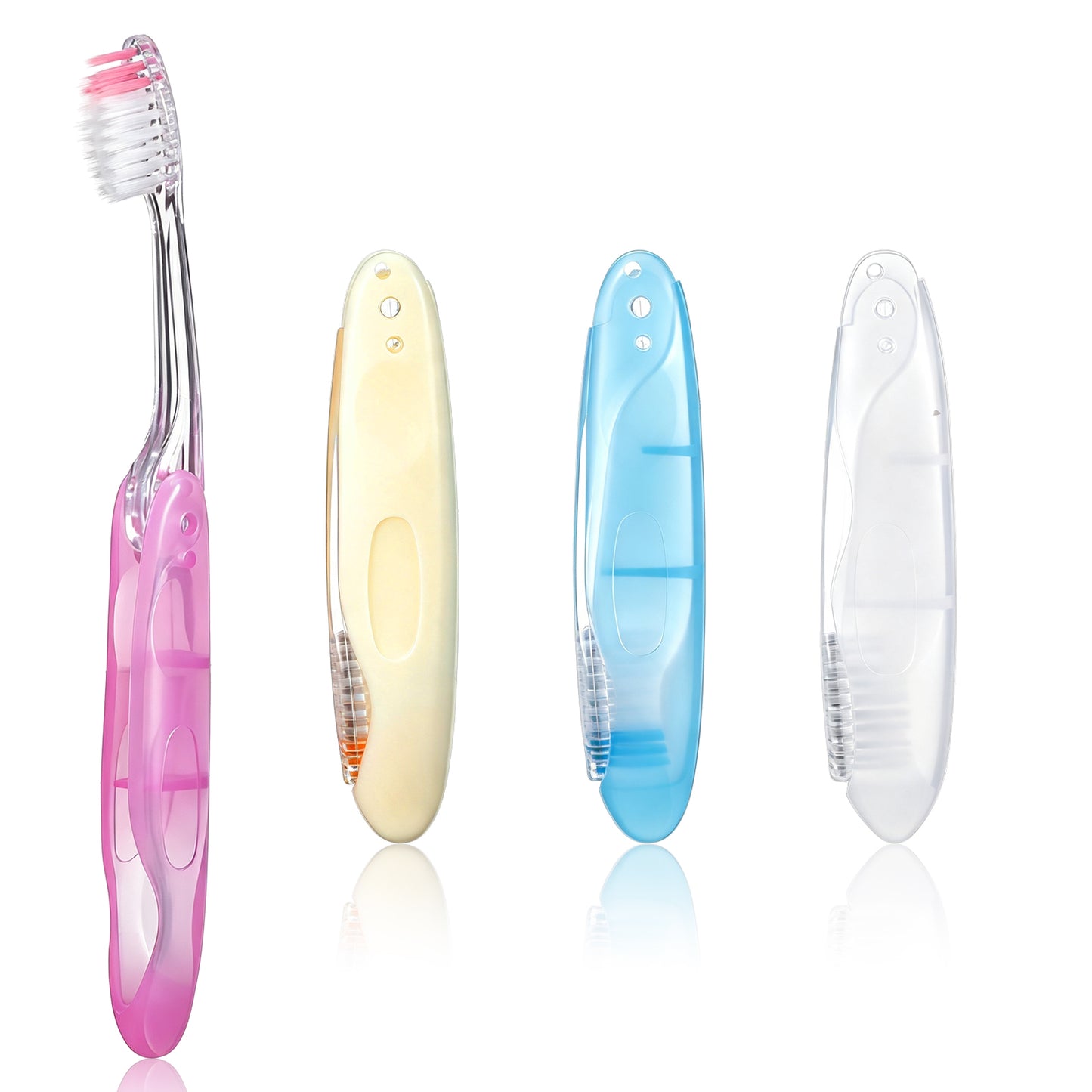 Chsoejuf 4PCS Foldable Travel Toothbrush Soft Bristles Camping Hiking Kit