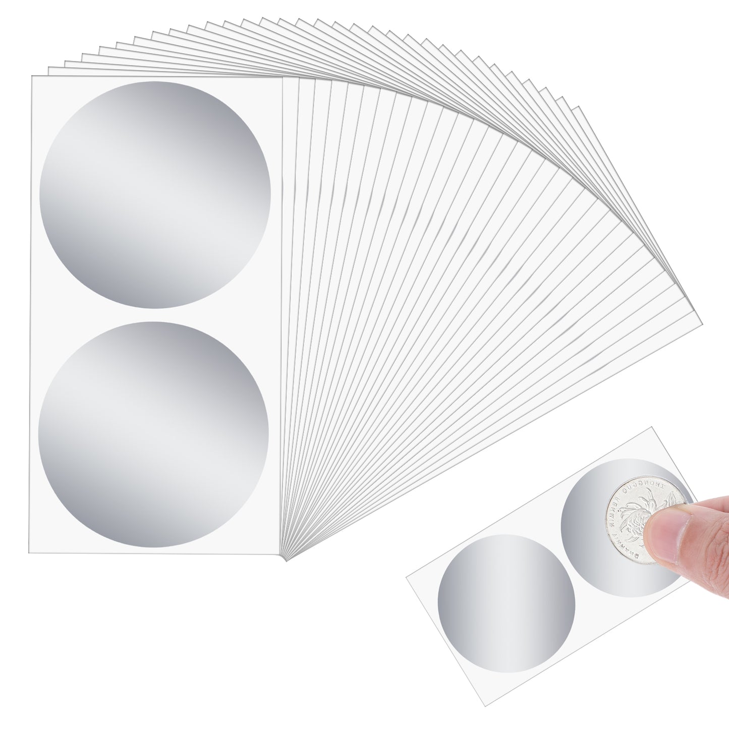 50 Pieces Scratch Off Stickers 2 Inch Gold & Silver Round Scratch Off Labels Self-Adhesive Custom Scratch Off Labels Decals Circle for DIY Lottery Tickets Raffle Cards and Party Games(Silver)
