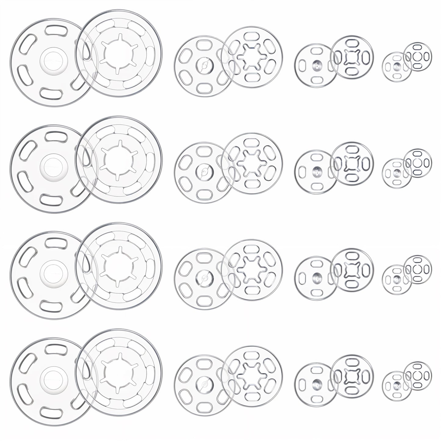 Ymapinc 100Pcs Clear Plastic Snaps for Sewing, Transparent Snaps Shirt Buttons Round Sew on Fasteners for Clothes Pants Backpacks Shirts Jackets Suits Jeans Uniforms Coats