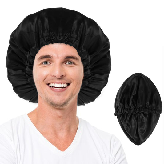 Tyqour Bonnet for Sleeping Men Double Layer Satin Hair Bonnet Reversible Hair Wrap Adjustable Sleep Cap for Black Women Curly Hair