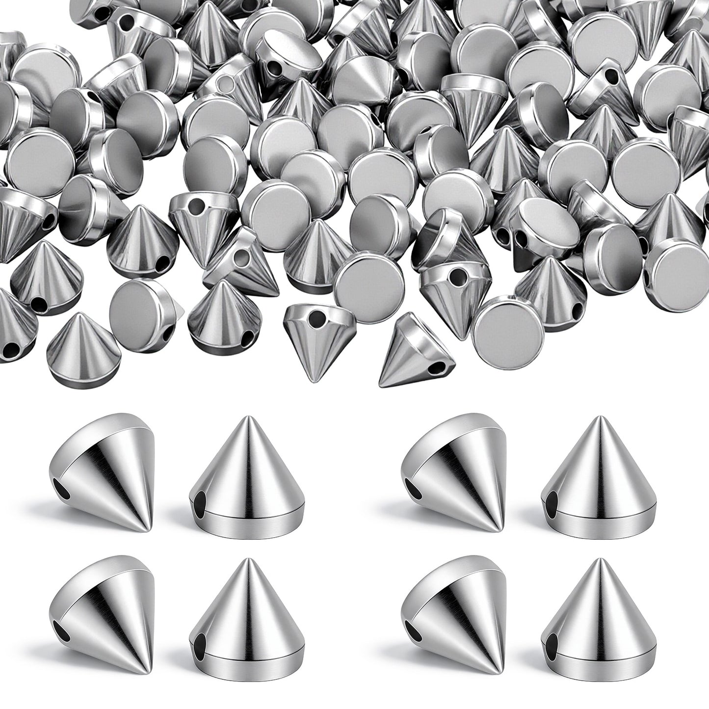 Shimmeroo 200Pcs Silver Bullet Spike Cone Studs Punk Rivets Cone Spike Stud